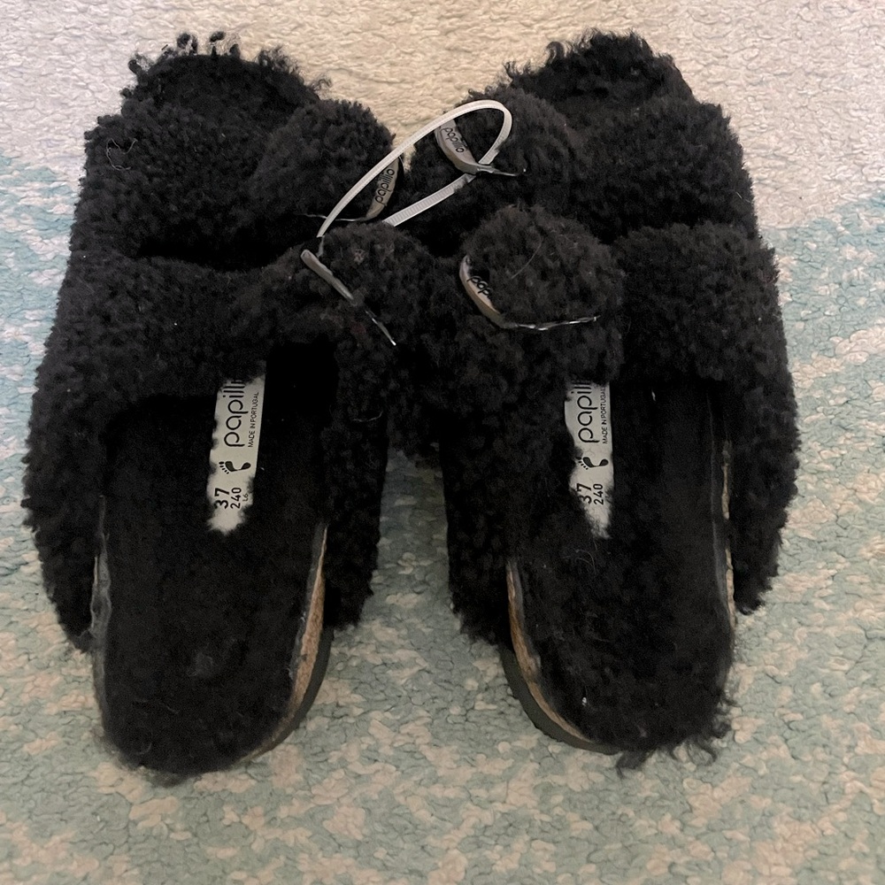 Birkenstock Papillio Big Buckle black Platform/sandals/ Slippers Women's Size 6